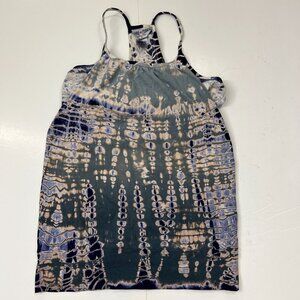 Hard Tail Tie Dye Active Workout 2 in 1 Built in Bra & Racer Back Tank Top Sz S
